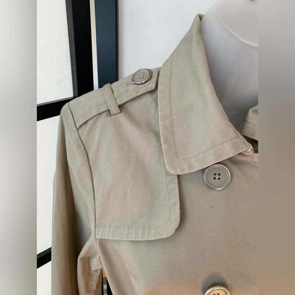 Joan Rivers (QVC) Double Breasted Short Trench Coat ~ Khaki Cotton ~ Size M - Picture 6 of 16